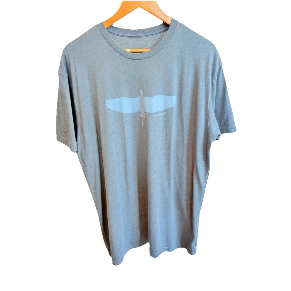 Poncho Men's XL Blue Crew Neck Fish Outdoor Graphic T-Shirt Fishing